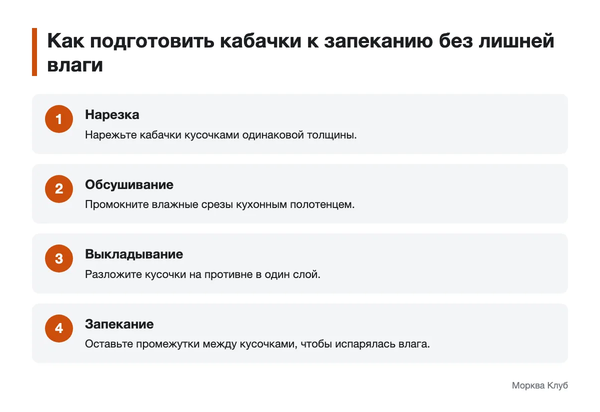 Последовательность подготовки кабачков к запеканию