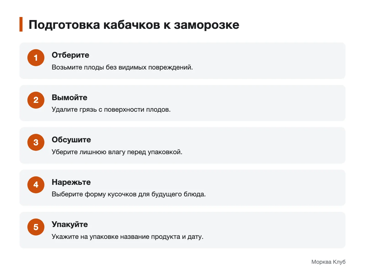 Как отобрать, нарезать и упаковать кабачки Последовательность подготовки кабачков к заморозке